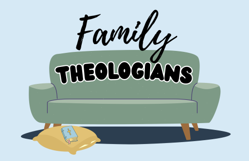 Family Theologians logo featuring an open Bible with rays of light above it, symbolizing shared discovery of Scripture. The words ‘Family Theologians’ appear below in a clean, modern serif font, using soft sage and warm cream tones to reflect a calm, trustworthy, faith-centered brand.